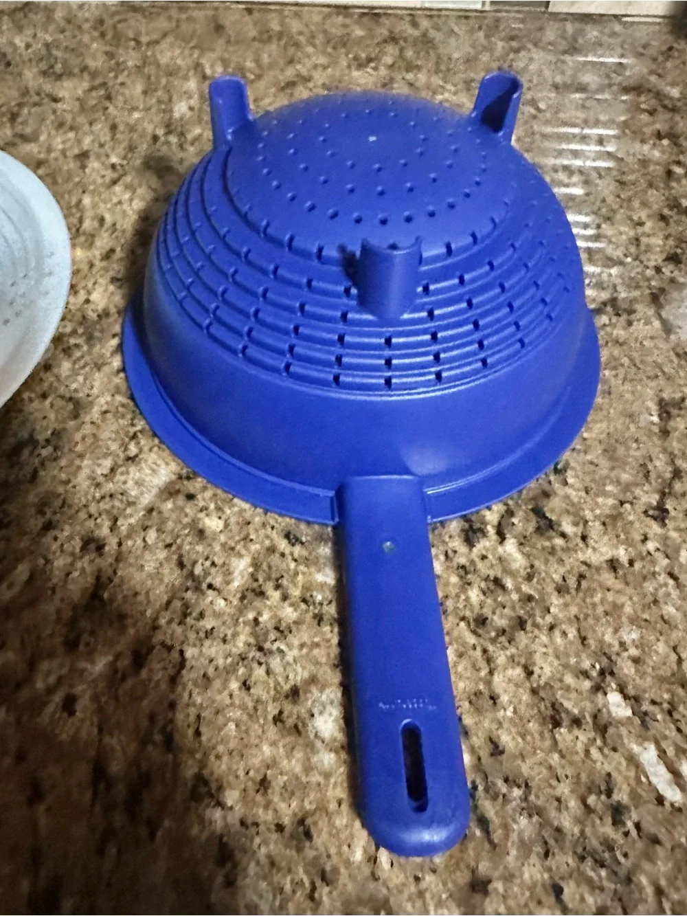 Tupperware Double Colander ~ set of 2 with Handle ~ Cobalt Blue